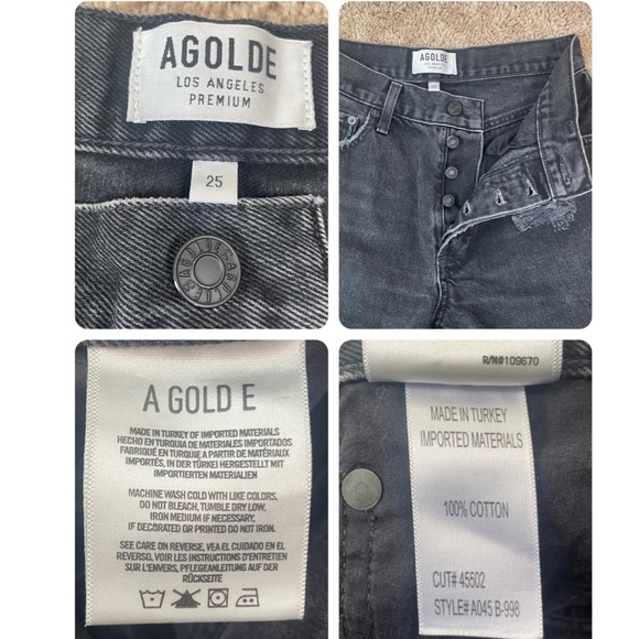 AGOLDE Jamie High Rise Classic Jeans Distressed Ankle Denim Pants Size 25 - Picture 10 of 16
